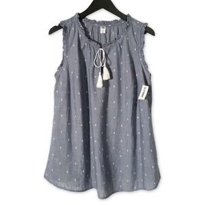 NWT Old Navy Sleeveless Top Womens 1X Chambray Shirt Tunic Blouse Cottagecore